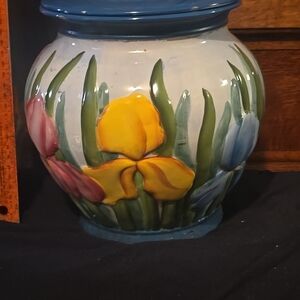 Nonnie VIBRANT  Hand-Painted BISCOTTI COOKIE Ceramic JAR /GINGER Jar